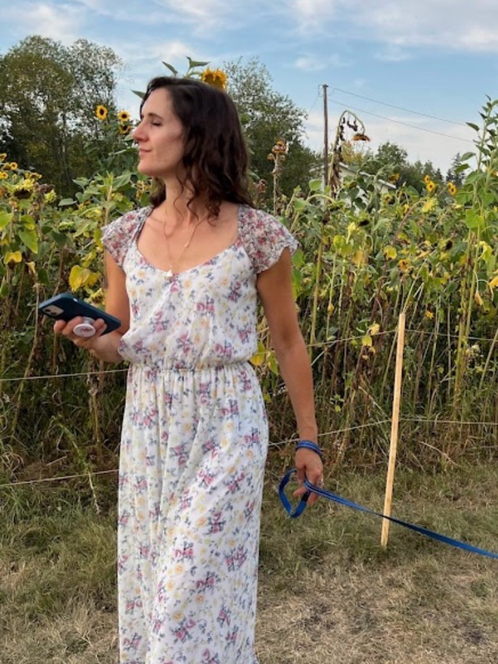 Zara White Floral Maxi Dress with Pink and Yellow Bouquet Print